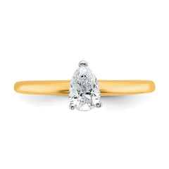 14k Two-tone 1/2 carat Lab Grown Diamond VS/SI+ G+ Pear Solitare Complete Engagement Ring