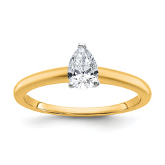 14k Two-tone 1/2 carat Certified Lab Grown Diamond VS+ F+ Pear Solitare Complete Engagement Ring