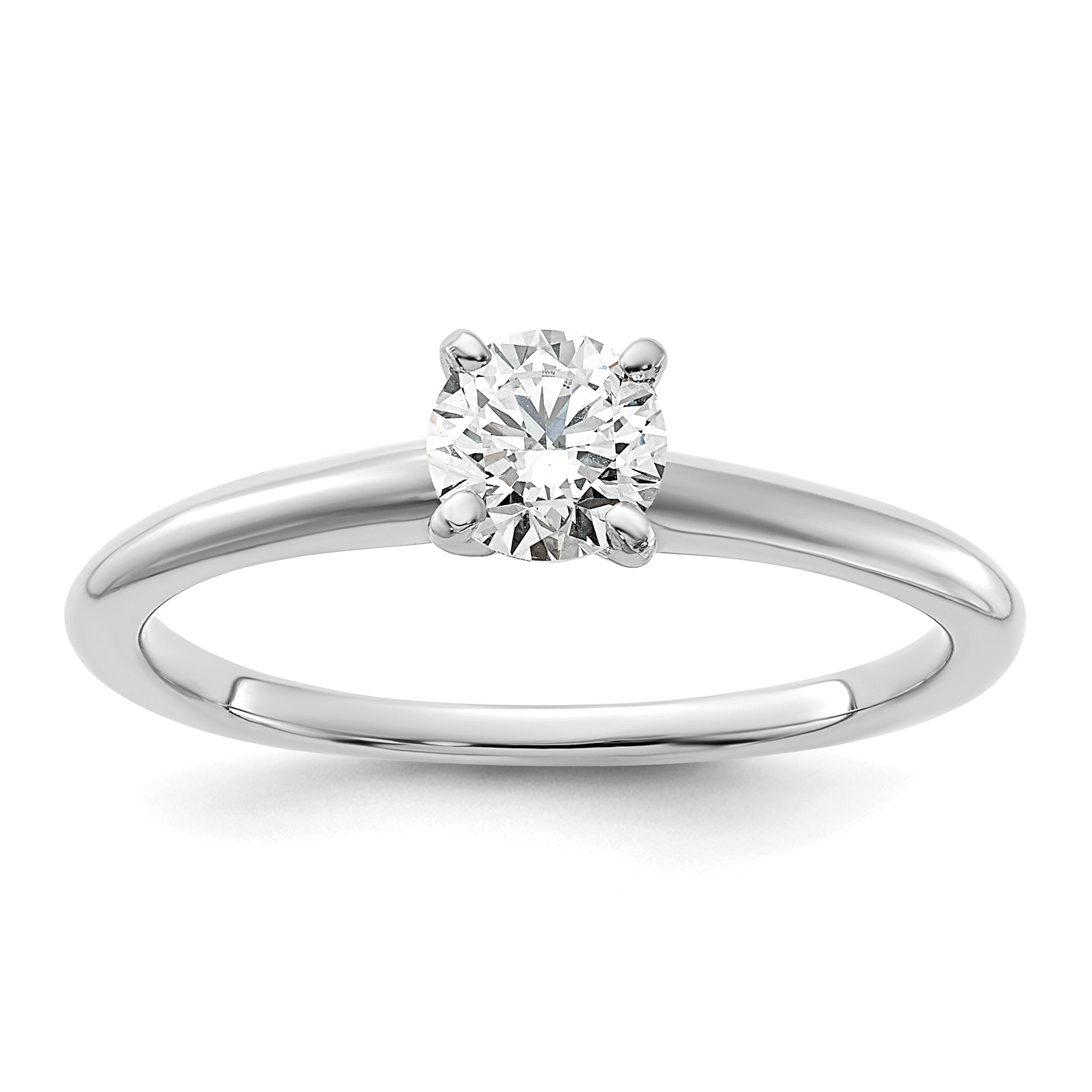 14k White Gold 1/2 carat Certified Lab Grown Diamond VS+ F+ Round Complete Solitaire Engagement Ring