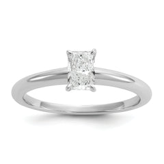 14k White Gold 1/2 carat Certified Lab Grown Diamond VS+ F+ Radiant Solitare Complete Engagement Ring