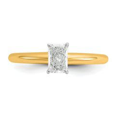 14k Two-tone 5/8 carat Lab Grown Diamond VS+ F+ Radiant Solitare Complete Engagement Ring