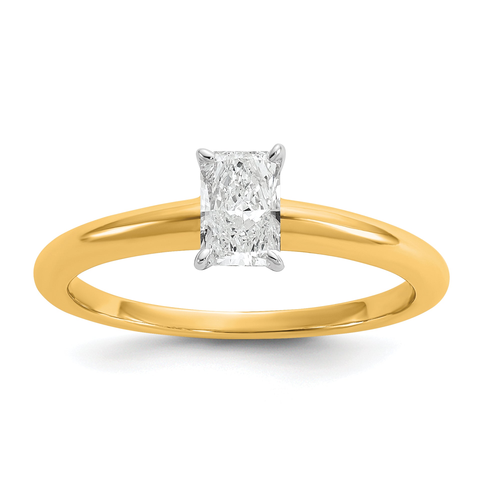 14k Two-tone 5/8 carat Certified Lab Grown Diamond VS+ F+ Radiant Solitare Complete Engagement Ring