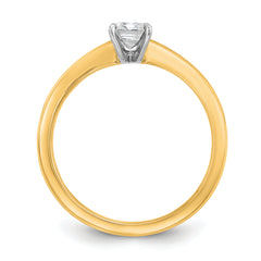 14k Two-tone 3/4 carat Lab Grown Diamond VS/SI+ G+ Emerald Solitare Complete Engagement Ring