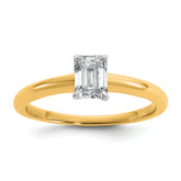 14k Two-tone 3/4 carat Lab Grown Diamond VS+ F+ Emerald Solitare Complete Engagement Ring