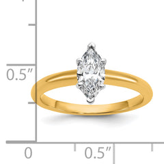 14k Two-tone 3/4 carat Lab Grown Diamond VS+ F+ Marquise Solitare Complete Engagement Ring