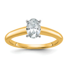 14k Two-Tone 3/4 carat Certified Lab Grown Diamond VS+ F+ Oval Complete Solitaire Engagement Ring