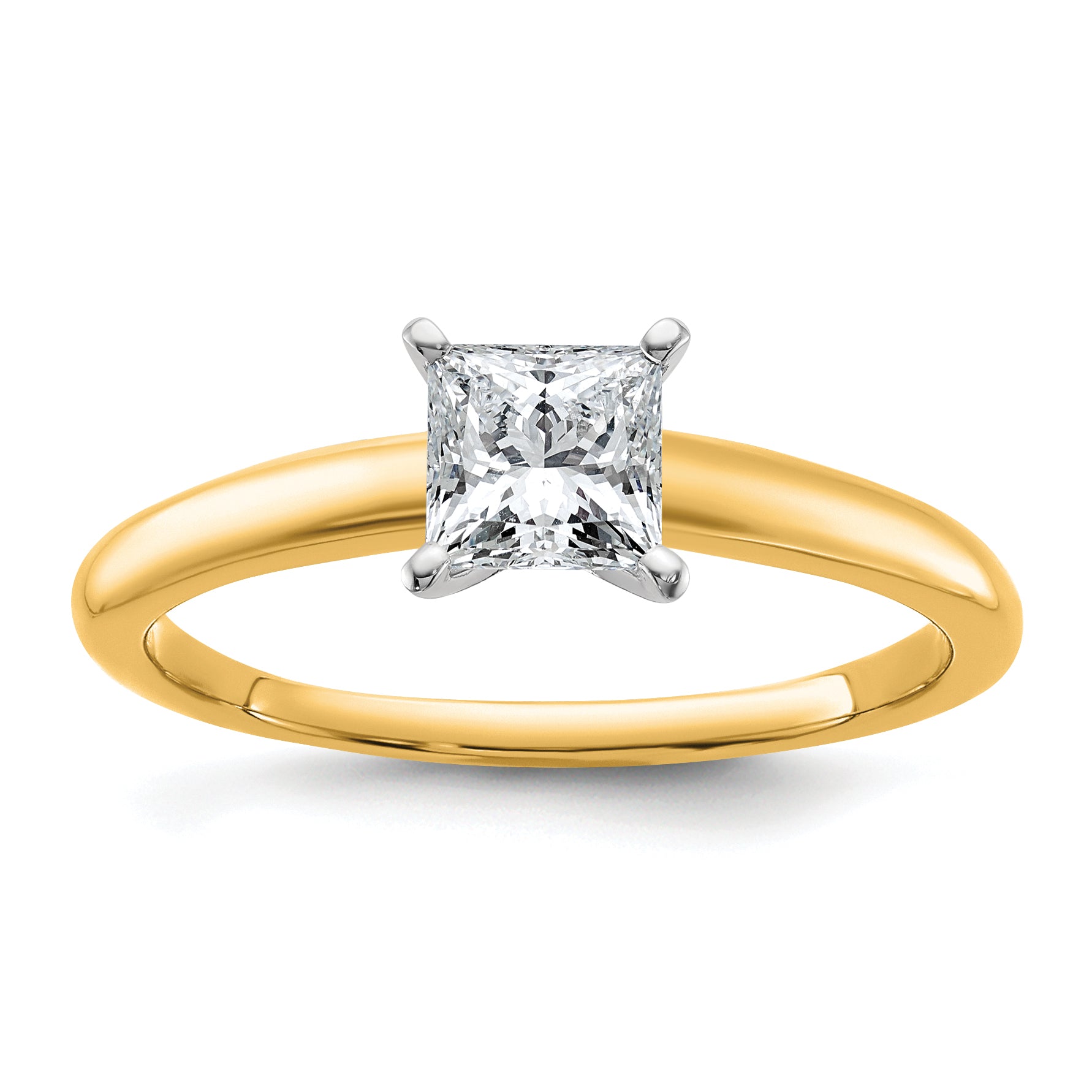 14k Two-tone 3/4 carat Lab Grown Diamond VS/SI+ G+ Princess Complete Solitare Engagement Ring