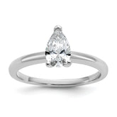 14k White Gold 3/4 carat Lab Grown Diamond VS/SI+ G+ Pear Solitare Complete Engagement Ring
