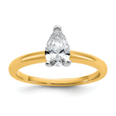 14k Two-tone 3/4 carat Lab Grown Diamond VS/SI+ G+ Pear Solitare Complete Engagement Ring
