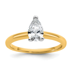 14k Two-tone 3/4 carat Lab Grown Diamond VS/SI+ G+ Pear Solitare Complete Engagement Ring
