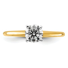 14k Two-Tone 3/4 carat Certified Lab Grown Diamond VS/SI+ G+ Round Complete Solitaire Engagement Ring