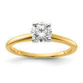 14k Two-Tone 3/4 carat Lab Grown Diamond VS/SI+ G+ Round Complete Solitaire Engagement Ring