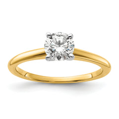 14k Two-Tone 3/4 carat Certified Lab Grown Diamond VS+ F+ Round Complete Solitaire Engagement Ring
