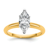 14k Two-tone 1 carat Lab Grown Diamond VS/SI+ G+ Marquise Solitare Complete Engagement Ring