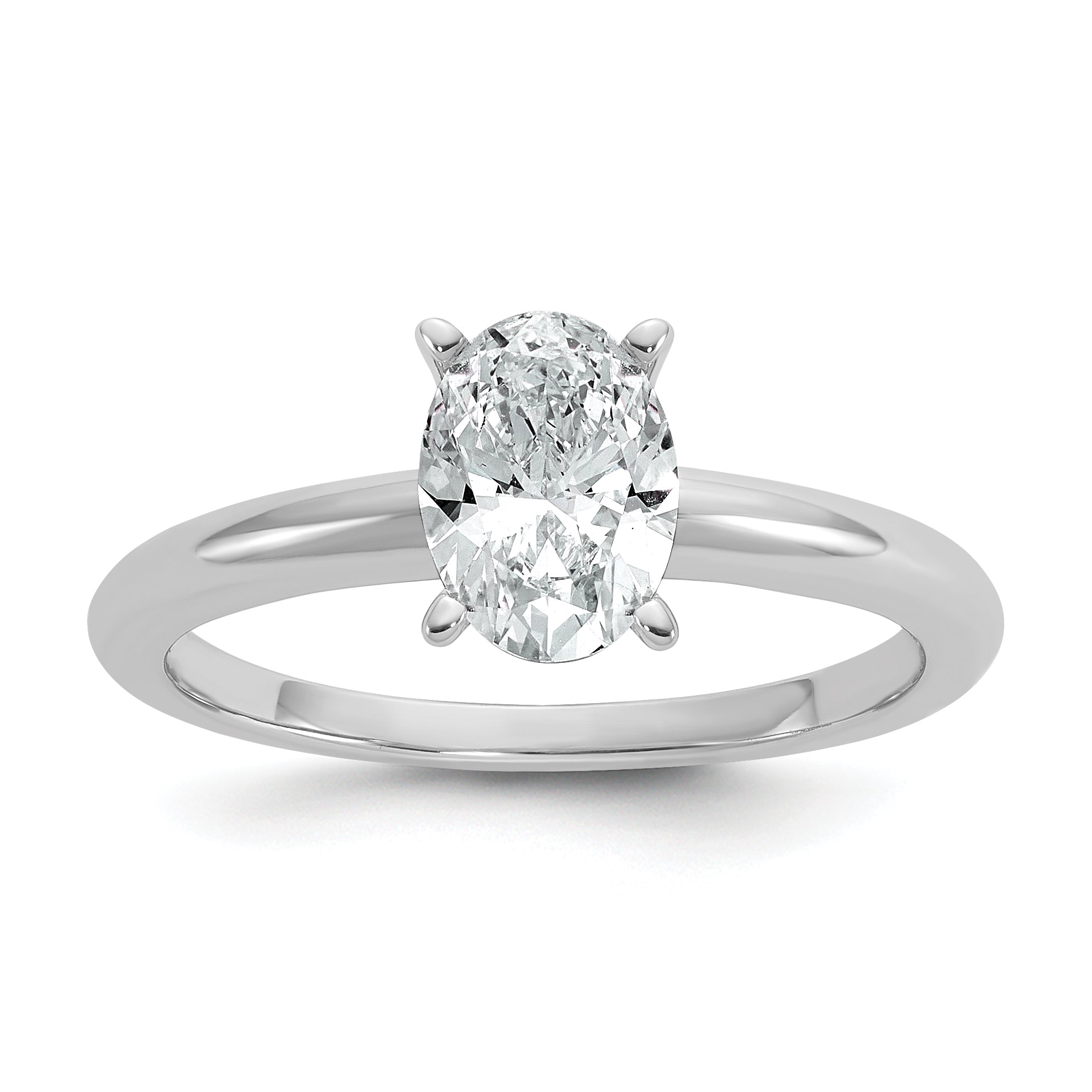14k White Gold 1 carat Certified Lab Grown Diamond VS/SI+ G+ Oval Complete Solitaire Engagement Ring