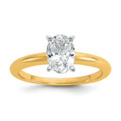 14k Two-Tone 1 carat Lab Grown Diamond VS/SI+ G+ Oval Complete Solitaire Engagement Ring