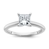 14k White Gold 1 carat Lab Grown Diamond VS/SI+ G+ Princess Complete Solitare Engagement Ring