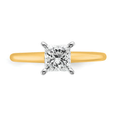 14k Two-tone 1 carat Certified Lab Grown Diamond VS+ F+ Princess Complete Solitare Engagement Ring