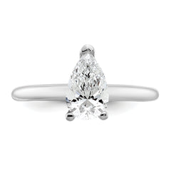 14k White Gold 1 carat Lab Grown Diamond VS+ F+ Pear Solitare Complete Engagement Ring