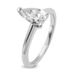 14k White Gold 1 carat Certified Lab Grown Diamond VS+ F+ Pear Solitare Complete Engagement Ring