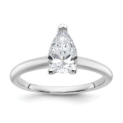 14k White Gold 1 carat Certified Lab Grown Diamond VS+ F+ Pear Solitare Complete Engagement Ring