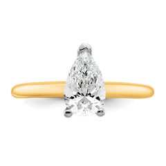 14k Two-tone 7/8 carat Lab Grown Diamond VS+ F+ Pear Solitare Complete Engagement Ring