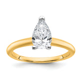 14k Two-tone 1 carat Certified Lab Grown Diamond VS+ F+ Pear Solitare Complete Engagement Ring