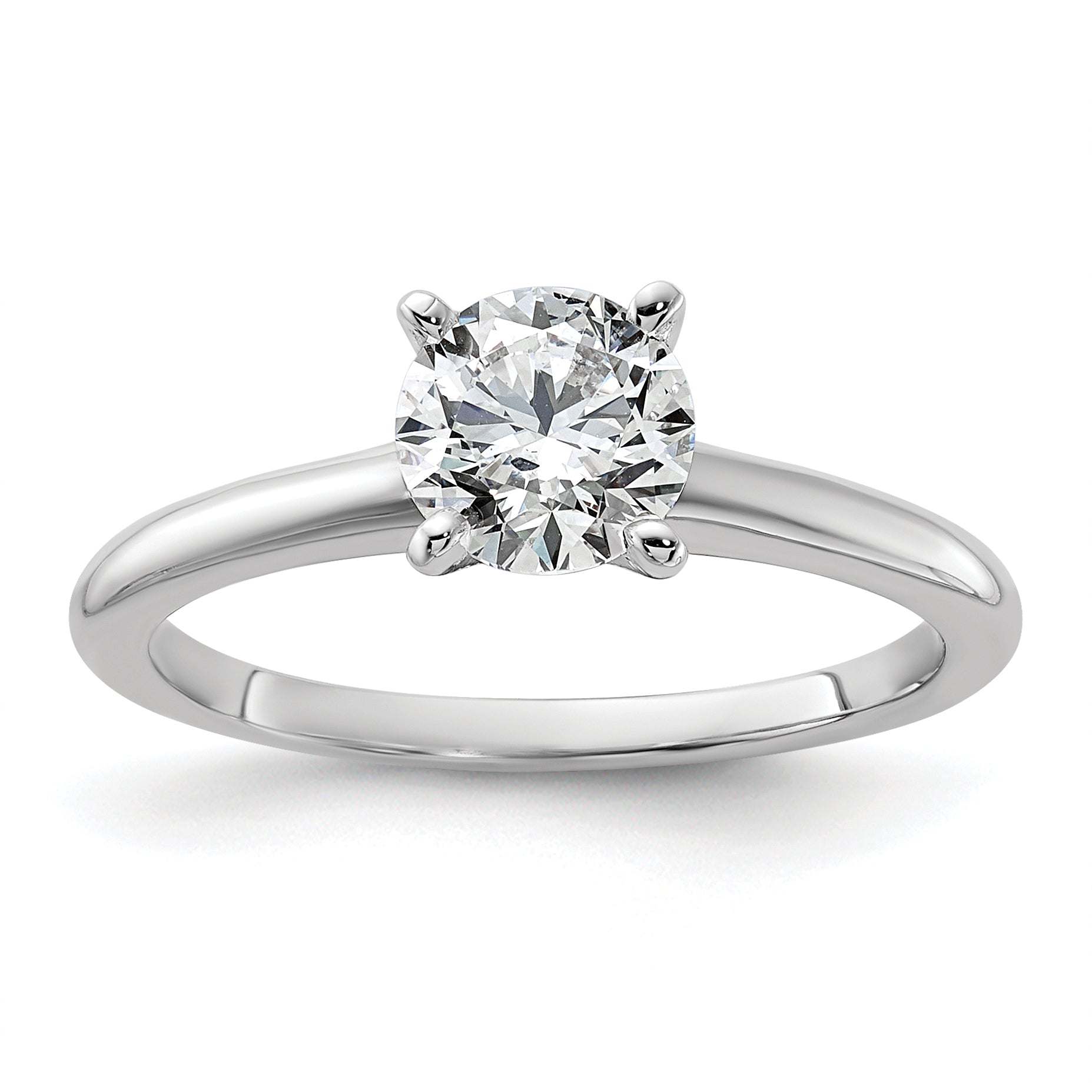 14k White Gold 1 carat Lab Grown Diamond VS/SI+ G+ Round Complete Solitaire Engagement Ring