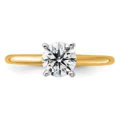 14k Two-Tone 7/8 carat Certified Lab Grown Diamond VS+ F+ Round Complete Solitaire Engagement Ring