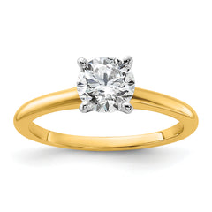 14k Two-Tone 7/8 carat Certified Lab Grown Diamond VS+ F+ Round Complete Solitaire Engagement Ring