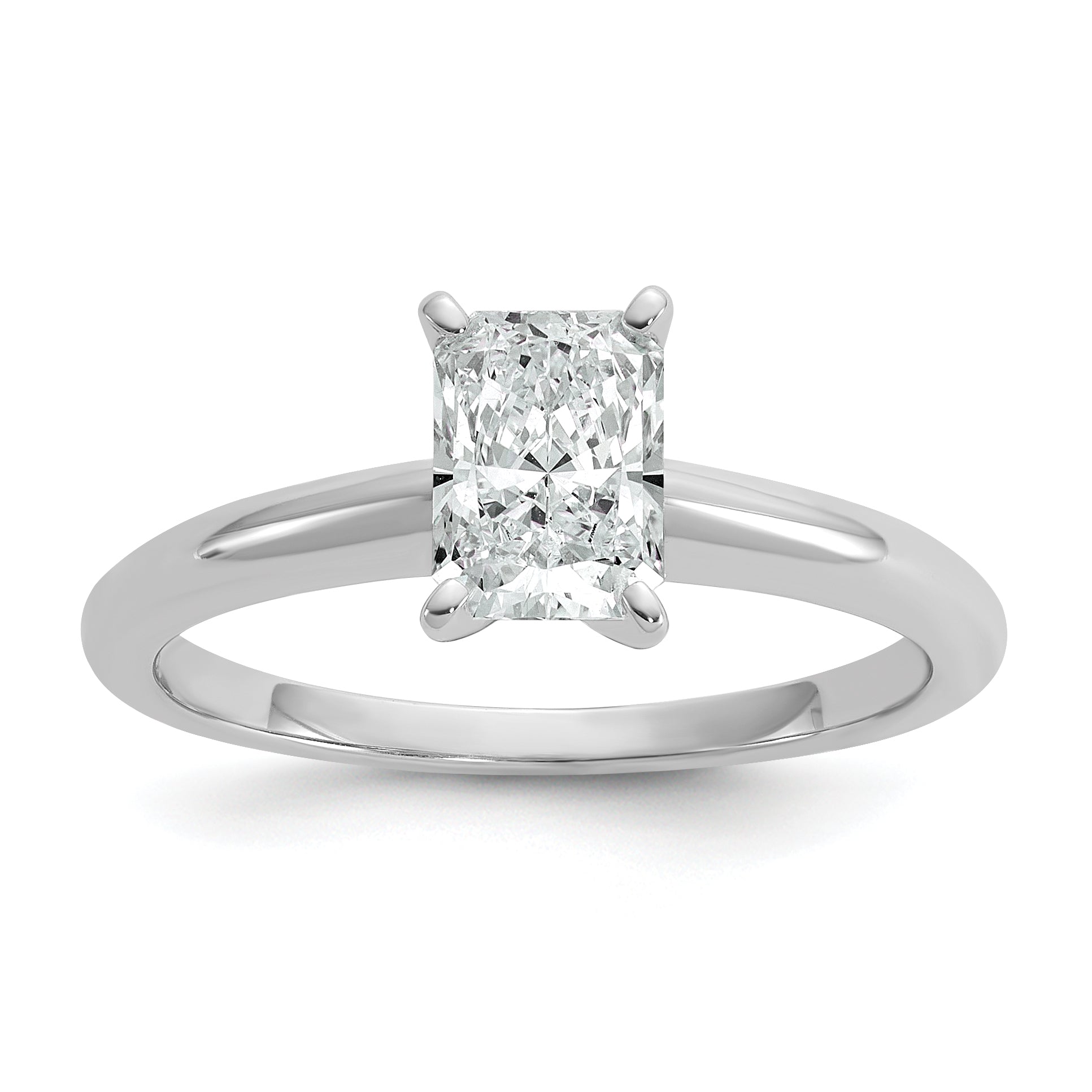 14k White Gold 1 carat Certified Lab Grown Diamond VS+ F+ Radiant Solitare Complete Engagement Ring