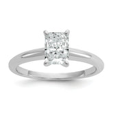 14k White Gold 1 carat Lab Grown Diamond VS/SI+ G+ Radiant Solitare Complete Engagement Ring