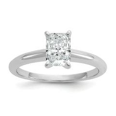 14k White Gold 1 carat Lab Grown Diamond VS/SI+ G+ Radiant Solitare Complete Engagement Ring