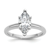14k White Gold 1 1/2 carat Lab Grown Diamond VS+ F+ Marquise Solitare Complete Engagement Ring