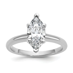 14k White Gold 1 1/2 carat Lab Grown Diamond VS+ F+ Marquise Solitare Complete Engagement Ring
