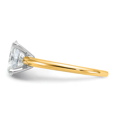14k Two-Tone 1 1/2 carat Lab Grown Diamond VS+ F+ Oval Complete Solitaire Engagement Ring