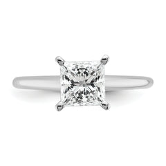 14k White Gold 1 1/4 carat Lab Grown Diamond VS+ F+ Princess Complete Solitare Engagement Ring