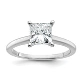14k White Gold 1 1/2 carat Certified Lab Grown Diamond VS+ F+ Princess Complete Solitare Engagement Ring