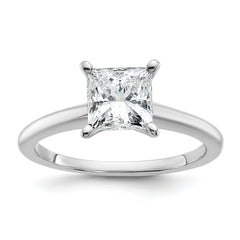 14k White Gold 1 1/4 carat Certified Lab Grown Diamond VS/SI+ G+ Princess Complete Solitare Engagement Ring