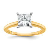 14k Two-tone 1 1/4 carat Certified Lab Grown Diamond VS+ F+ Princess Complete Solitare Engagement Ring