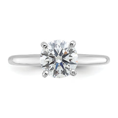 14k White Gold 1 1/4 carat Lab Grown Diamond VS+ F+ Round Complete Solitaire Engagement Ring
