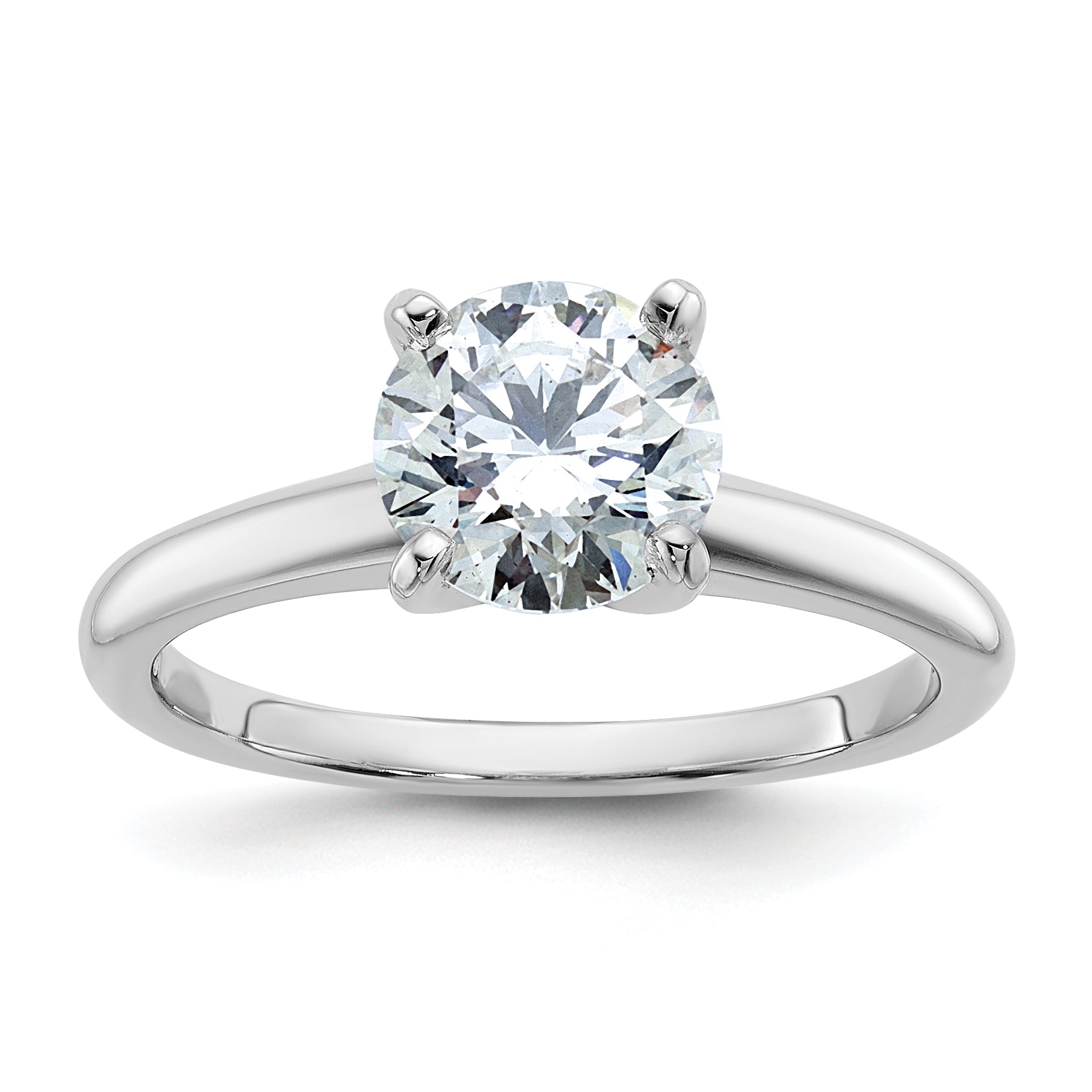 14k White Gold 1 1/4 carat Certified Lab Grown Diamond VS+ F+ Round Complete Solitaire Engagement Ring