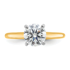 14k Two-Tone 1 1/2 carat Lab Grown Diamond VS+ F+ Round Complete Solitaire Engagement Ring