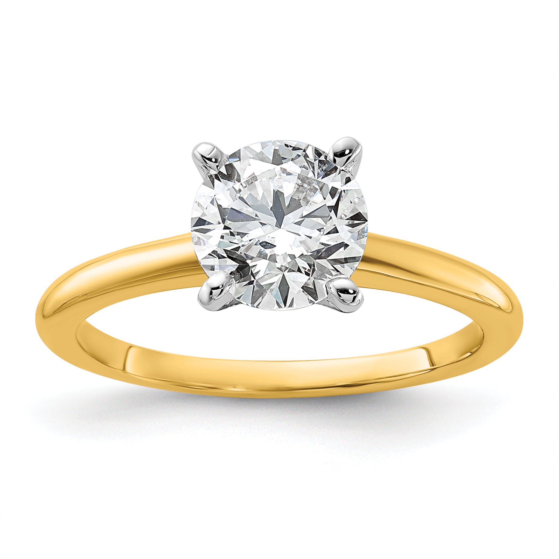 14k Two-Tone 1 1/4 carat Certified Lab Grown Diamond VS/SI+ G+ Round Complete Solitaire Engagement Ring