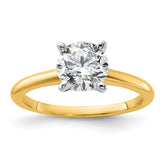 14k Two-Tone 1 1/4 carat Certified Lab Grown Diamond VS+ F+ Round Complete Solitaire Engagement Ring