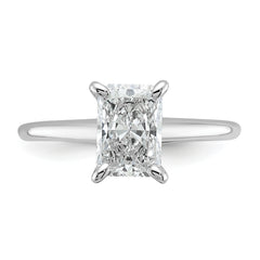 14k White Gold 1 1/2 carat Certified Lab Grown Diamond VS+ F+ Radiant Solitare Complete Engagement Ring