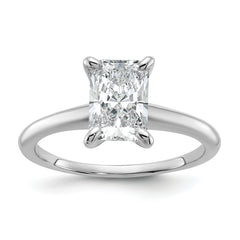 14k White Gold 1 1/2 carat Certified Lab Grown Diamond VS+ F+ Radiant Solitare Complete Engagement Ring