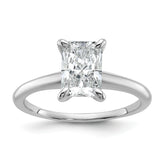 14k White Gold 1 1/2 carat Lab Grown Diamond VS/SI+ G+ Radiant Solitare Complete Engagement Ring