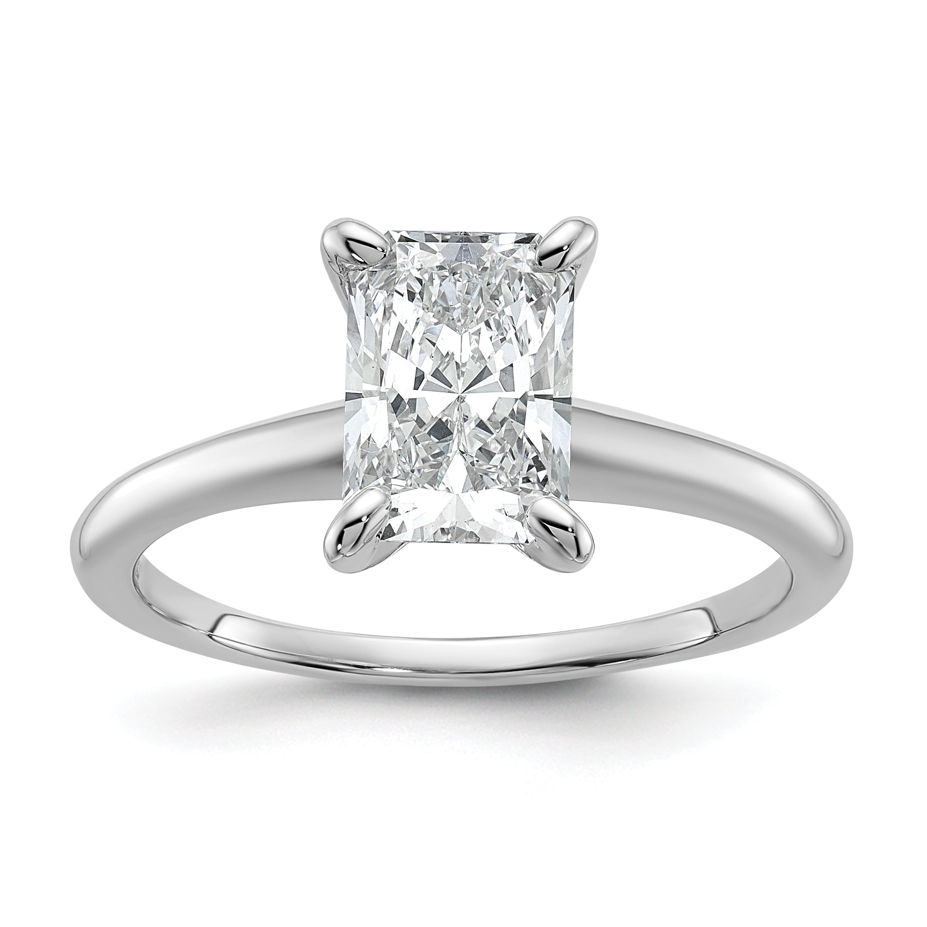 14k White Gold 1 1/4 carat Lab Grown Diamond VS/SI+ G+ Round Complete Solitaire Engagement Ring