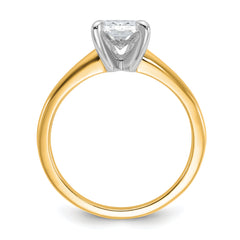 14k Two-tone 1 1/2 carat Certified Lab Grown Diamond VS/SI+ G+ Radiant Solitare Complete Engagement Ring